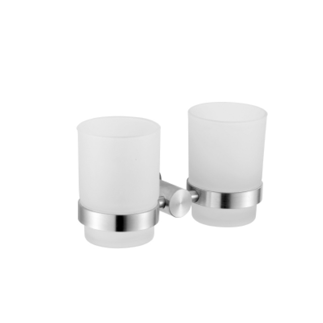 Stainless Steel 304 Double Tumbler Glass Toothbrush Holder 95103